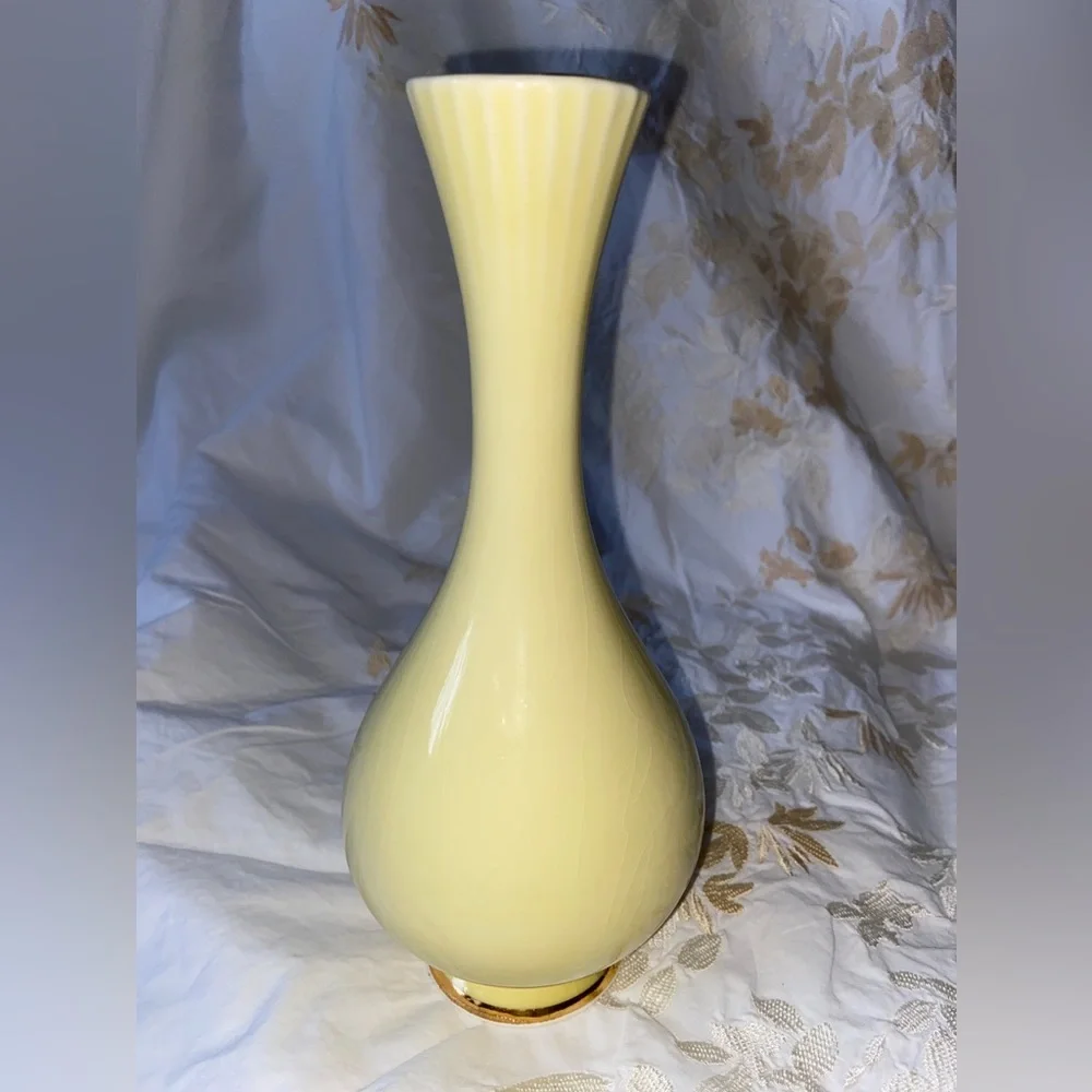 2 Ceramic Vases Between8-10”Used Condition w/24kt Art/Chokin-Beautiful/Different